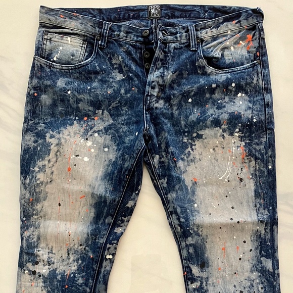 PRPS Distressed Paint-Stained Jeans 38 x 27 Straight Leg